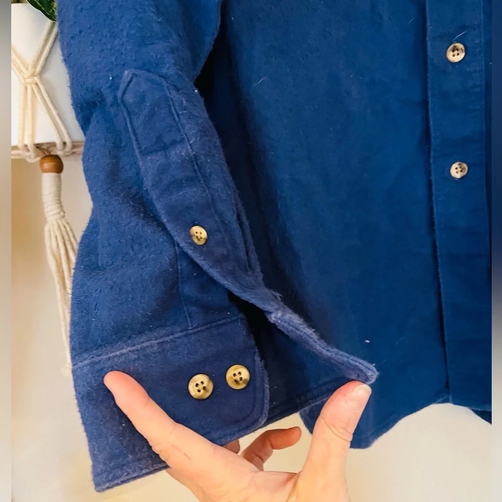 Vintage 1970s/1980s Blue &Tan Chamois Flannel Shirt by Eddie Bauer‎ Size XL